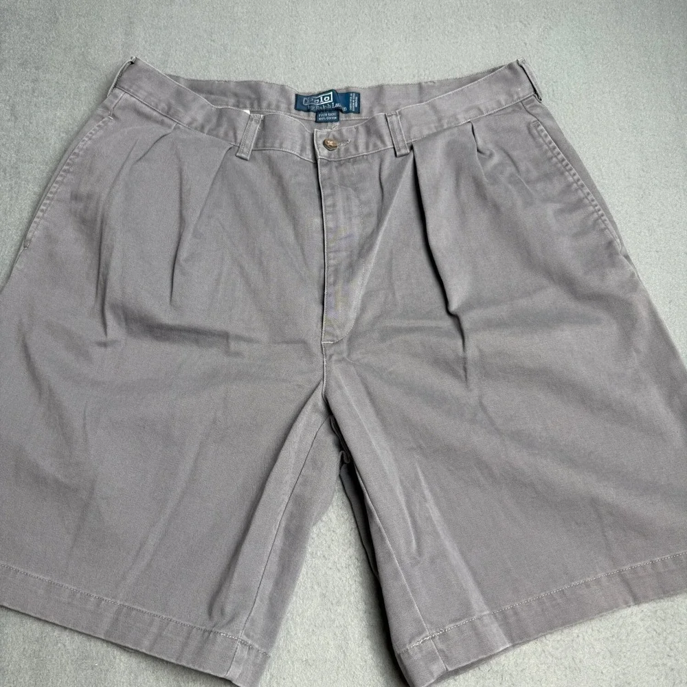 Polo Ralph Lauren Tyler Short Mens 36 Gray Pleated Cotton Chino Shorts